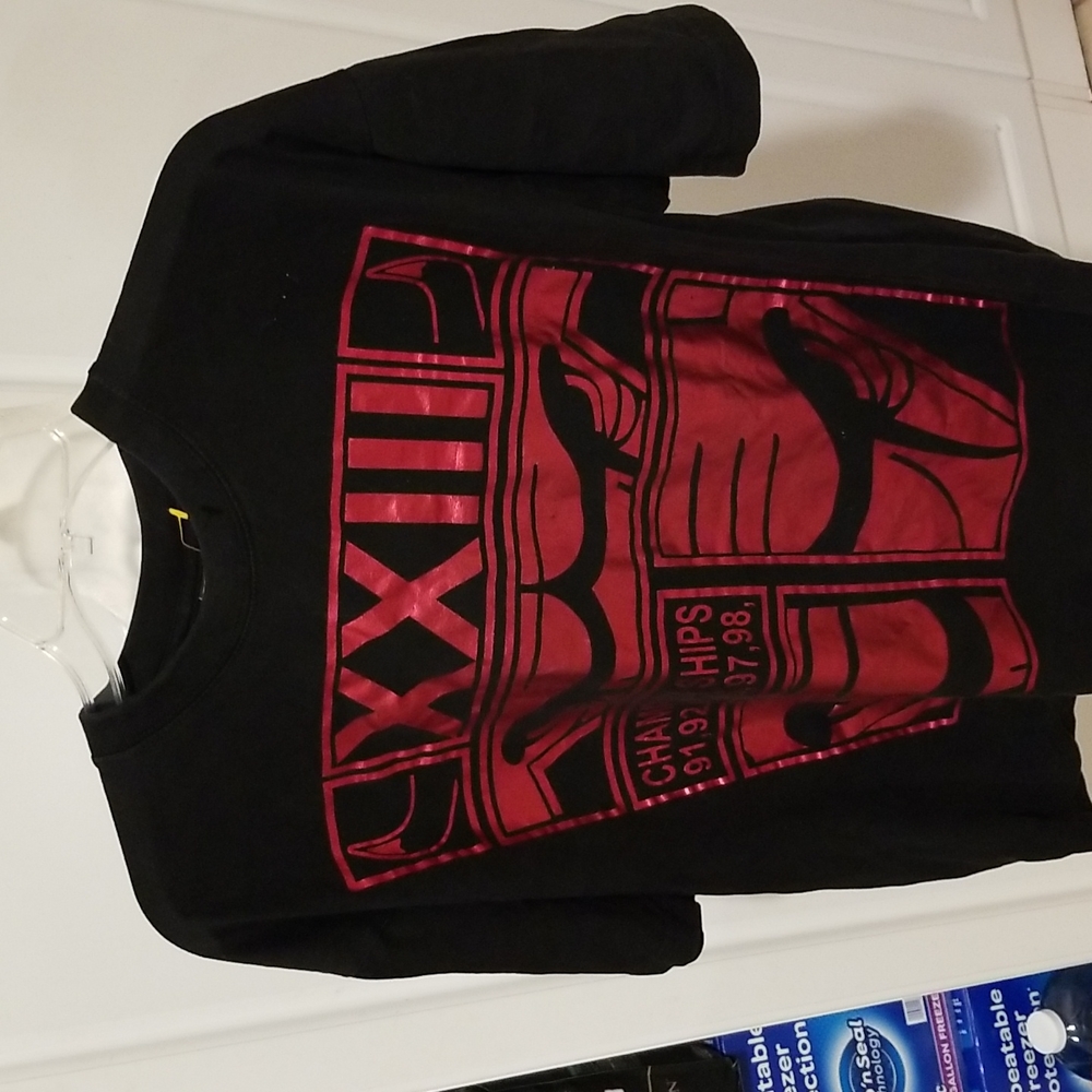 Mens Black with Red Shiny Foil XXIII Championship T Shirt. New Size XL